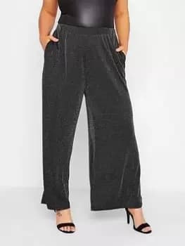 Yours Sparkle Wide Leg Trouser - Black, Size 16, Women