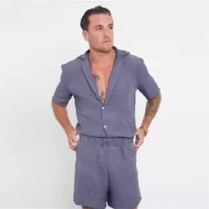 I Saw It First Mens Linen Resort Shorts - Blue