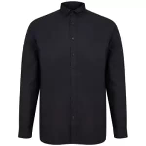 Henbury Mens Modern Long Sleeve Classic Fit Oxford Shirt (4XL) (Black)