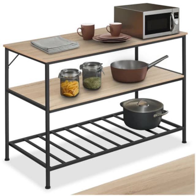 Tectake Shelves Akeley - Industrial Style, 3 Shelving Tiers, 120 X 60 X 90.5cm - Industrial Wood Light, Oak Sonoma