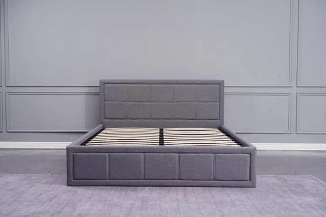 KOSY KOALA Ottoman Storage Bed grey small double 4ft 6 fabric and 1 Mattress wooden bedroom furniture Grey