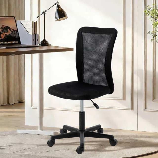 VINSETTO Armless Office Chair, Swivel Desk Chair w/ Adjustable Height, Black Unisex