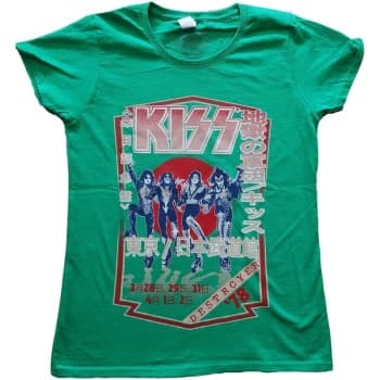 KISS - Destroyer Tour '78 Womens Large T-Shirt - Green