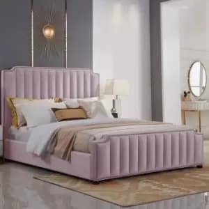 Klara Upholstered Beds - Plush Velvet, Single Size Frame, Pink - Pink