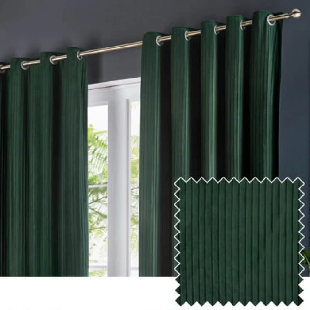 Paoletti Paoletti Corinthian Velvet Room Darkening Eyelet Curtains in Dark Green Size: 168cm width x 183cm drop Dark Green 168cm width x 183cm drop