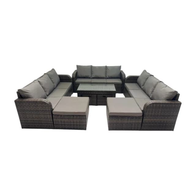 Fimous Rattan Garden Outdoor Furniture Set with 4 Footstools in Dark Grey Dark Grey Unisex