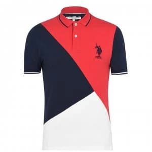 US Polo Assn Angled Block Pique Polo Shirt - Lollipop
