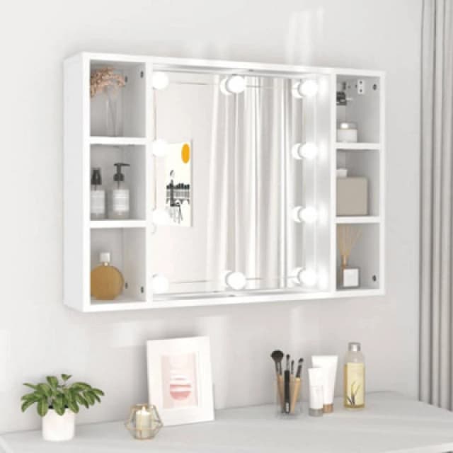 vidaXL Mirror Cabinet with LED White 76x15x55 cm, White 808855