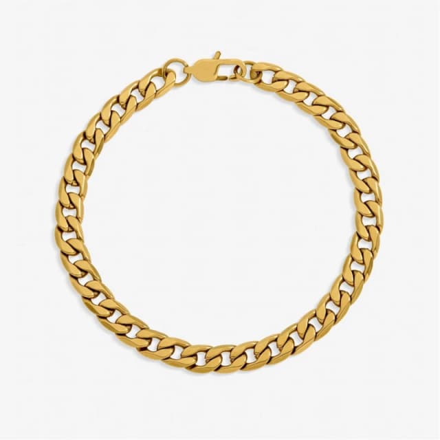 Inicio Mens Waterproof Curb Chain Bracelet - Gift Pouch Gold male One Size