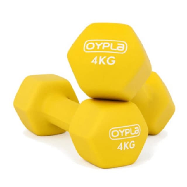 Oypla Pair Of 4Kg Hex Anti Roll Neoprene Non Slip Hand Dumbbells Workout Weights