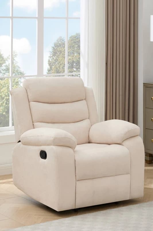 More4Homes Boston 1 Seater Fabric Manual Recliner Chair (Beige)