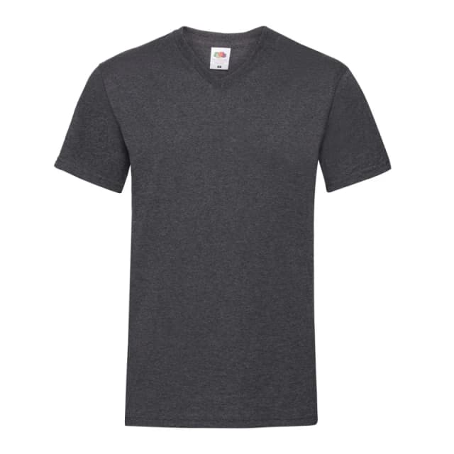 Fruit Of The Loom Fruit of the Loom Men Valueweight Heather V Neck T-Shirt in Dark Grey Size: Small Dark Grey S Male 5063425954735