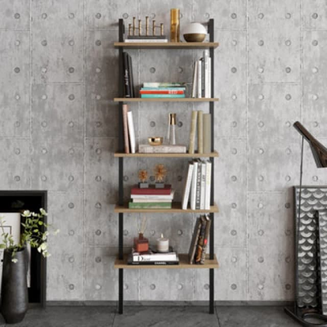 Decorotika Piante Bookcase Shelving Unit Black & Oak