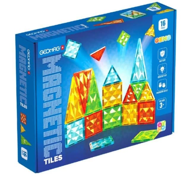 Geomag Magnetic Tiles Gems 16 Pieces, Multi 4100