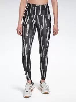 Reebok Myt Allover Print Leggings, Black, Size 2Xs, Women
