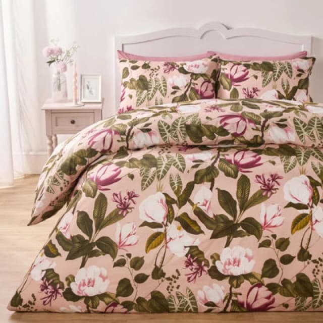 OHS OHS Floral Duvet Cover Quilt Bedding Set Reversible with Pillowcase in Pink Size: Double Pink Double Unisex 5027434203536