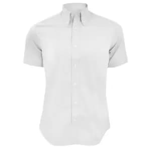 Kustom Kit Mens Short Sleeve Tailored Fit Premium Oxford Shirt (14inch) (White)