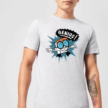 Dexters Lab Genius Mens T-Shirt - Grey - XS