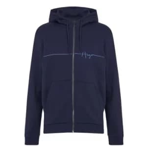 Hugo Boss Dampari Script Logo Zip Through Hoodie Navy Size S Men