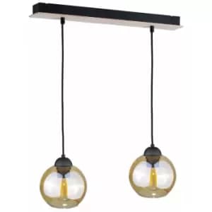 Keter Ambre Bar Pendant Ceiling Light Wood, 50cm, 2x E27