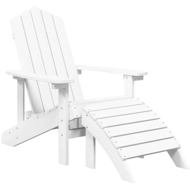 VIDAXL Garden Adirondack Chair with Footstool hdpe White Vidaxl 8720286816653