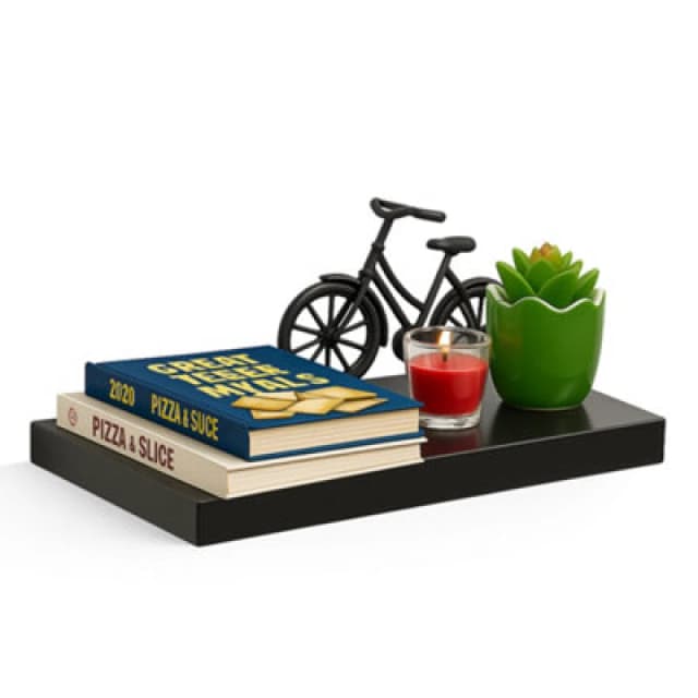 Innoteck 40Cm High Gloss Black Floating Wall Shelf 40Cm