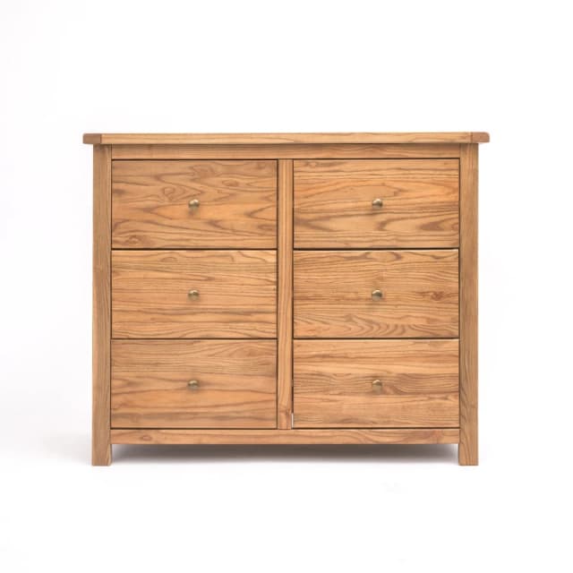 Cabinet Bits Trivento 6 Drawer Chest of Drawers Brass Knob in Natural Natural Unisex