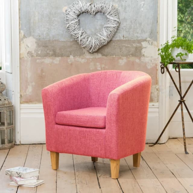 Artemis Home Alderwood 68cm Wide Fabric Tub Chair Armchair in Pink Pink Unisex