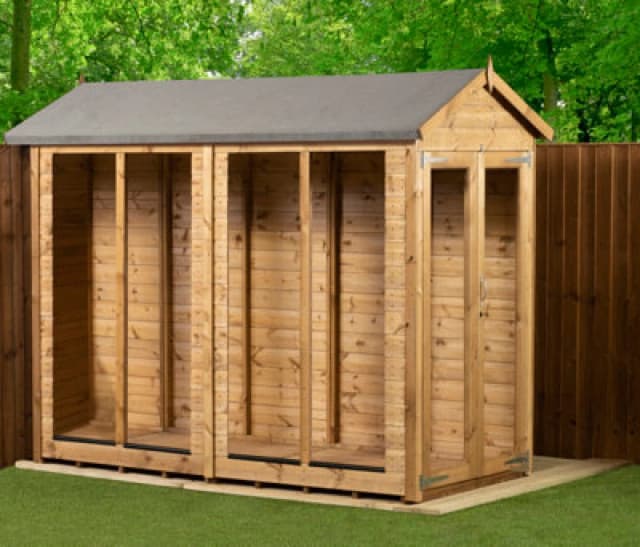 Empire Sheds Empire Apex Summerhouse 4X8 Dipped Treated Tongue And Groove Wooden Garden Shed Double Door (4' X 8' / 4ft X 8ft) (4X8)