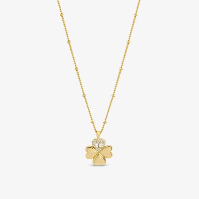 Inicio Gold Crystal Clover Pendant - Gift Pouch Pendant Necklaces One Size Gold 40826310000