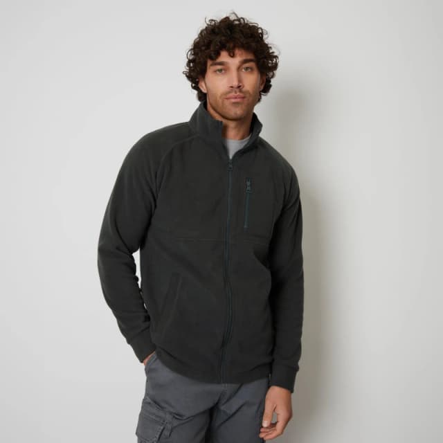 Threadbare 'Orson' Zip Up Microfleece Jacket Charcoal
