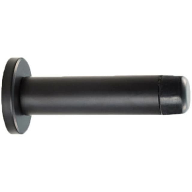 Loops Rubber Tipped Doorstop Cylinder with Rose Wall Mounted 70mm Matt Black Black