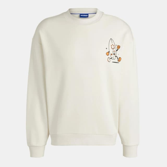 Hugo Mens Crew-Neck Sweatshirt Open White 121 male XL