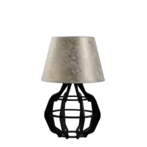 Bento Table Lamp With Round Tapered Shade Black, Gold, 30.5cm, 1x E27