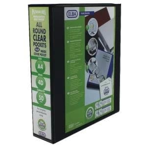 Elba Panorama 50mm 4 D-Ring Presentation Binder A4 Black Pack of 4