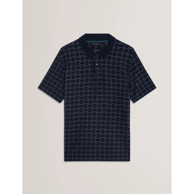 Ted Baker Mens Jacquard Short-Sleeve Polo Shirt Navy male S (2)