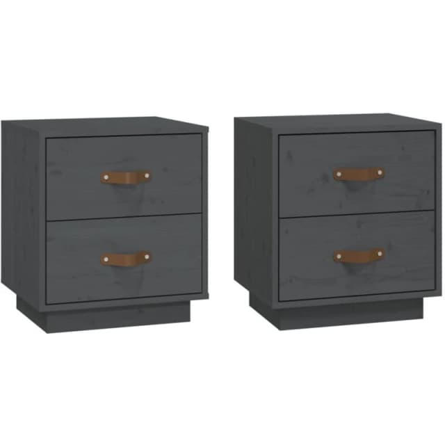 Vidaxl Bedside Cabinets 2 Pcs Grey 40X34X45cm Solid Wood Pine, Grey 818330