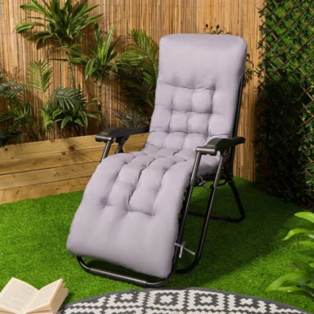 OHS OHS Gravity Chair Seat Cushion Filled Outdoor Garden Water Resistant in Charcoal Charcoal One Size Unisex 5027434209194