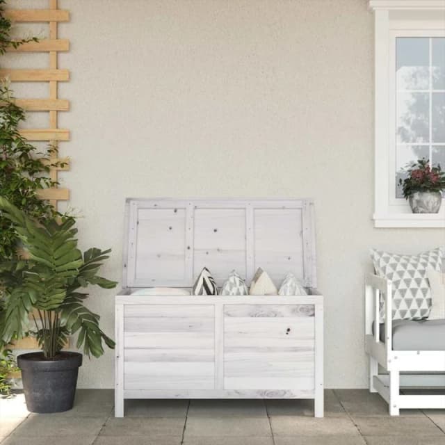 vidaXL Garden Storage Box White 99x49.5x58.5cm Solid Wood Fir, White 364753