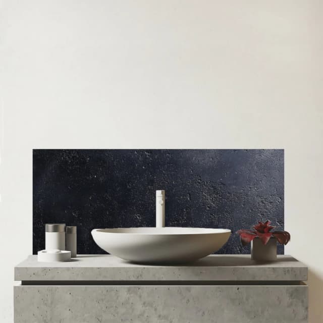 Warren Reed - Designer Black Concrete Effect Glass Bathroom Splashback Black Unisex