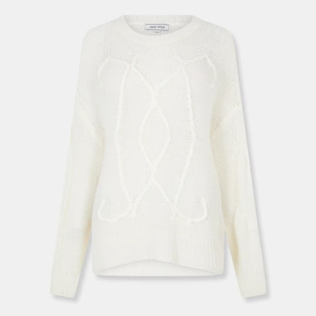 Jack Wills Womens Loose Knit Crew Neck Jumper Cream female 8 (XS)