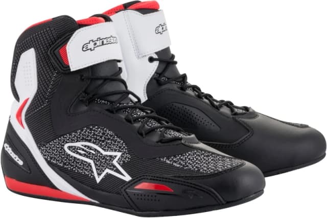 Alpinestars Faster 3 Rideknit Motorcycle Shoes, black-white-red, Size 41 for Men
