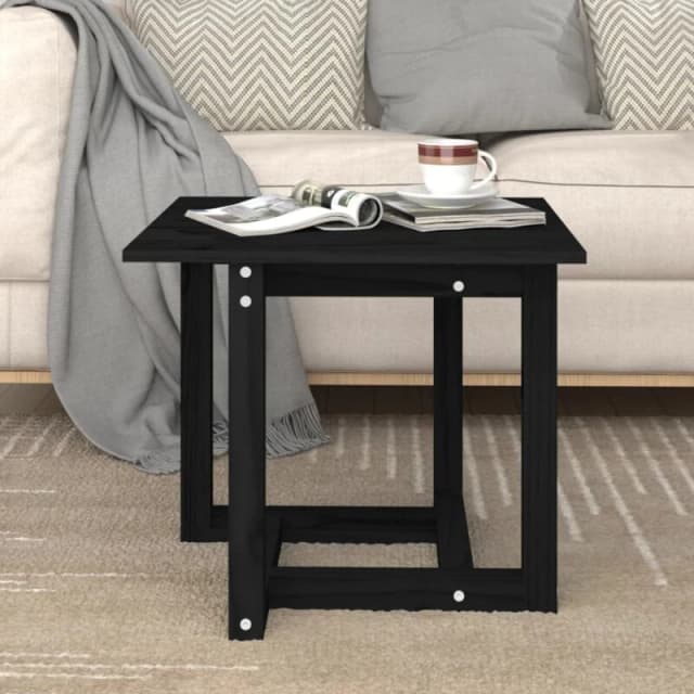 Vidaxl Coffee Table Black 50X50X45cm Solid Wood Pine, Black 822176