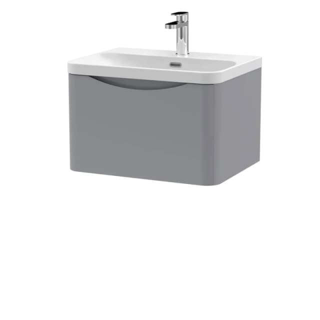 Balterley Arch Wall Hung 1-Drawer Bathroom Vanity, Ceramic Basin, Grey, 600mm in Grey Grey Unisex