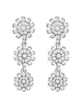 Jon Richard Rhodium Plated Floral Cubic Zirconia Earrings, Silver, Women