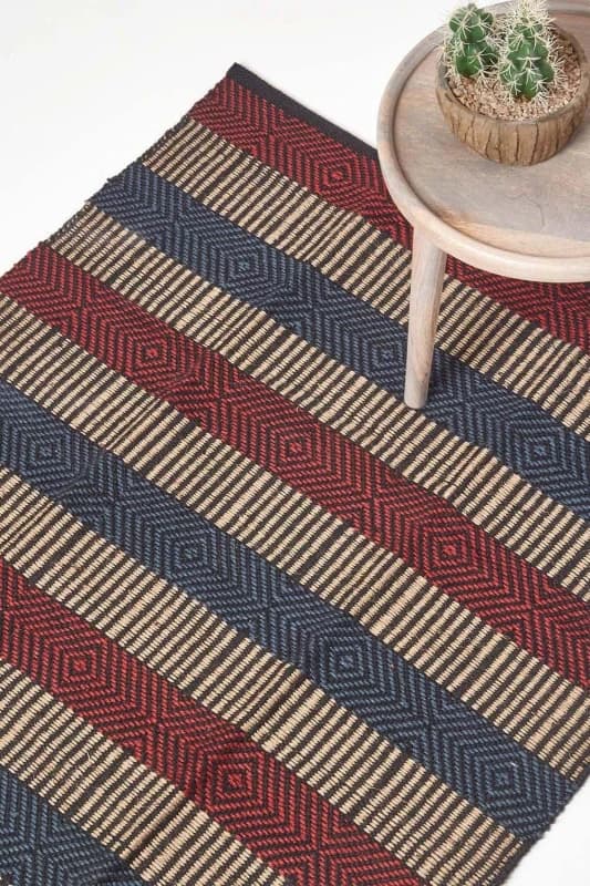 Homescapes Multicolour Striped Jute Rug, 120 X 180 Cm