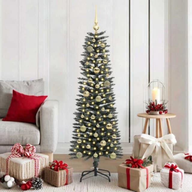 vidaXL Artificial Christmas Tree with 150 LEDs, Gold Balls Green 43 x 43 x 150 cm, Green 3395932