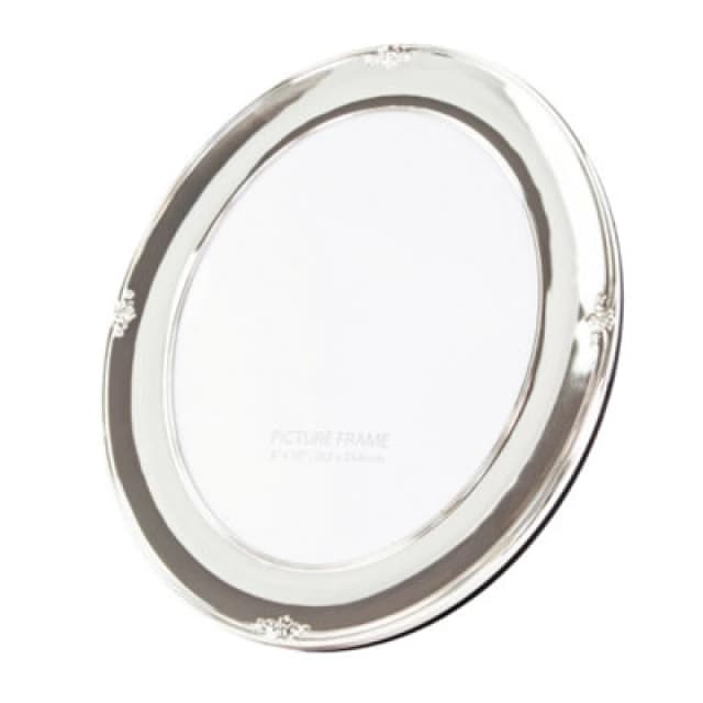 Happy Homewares Traditional Oval Silver Plated 8 X 10 Single Picture Frame Lacquer Coated