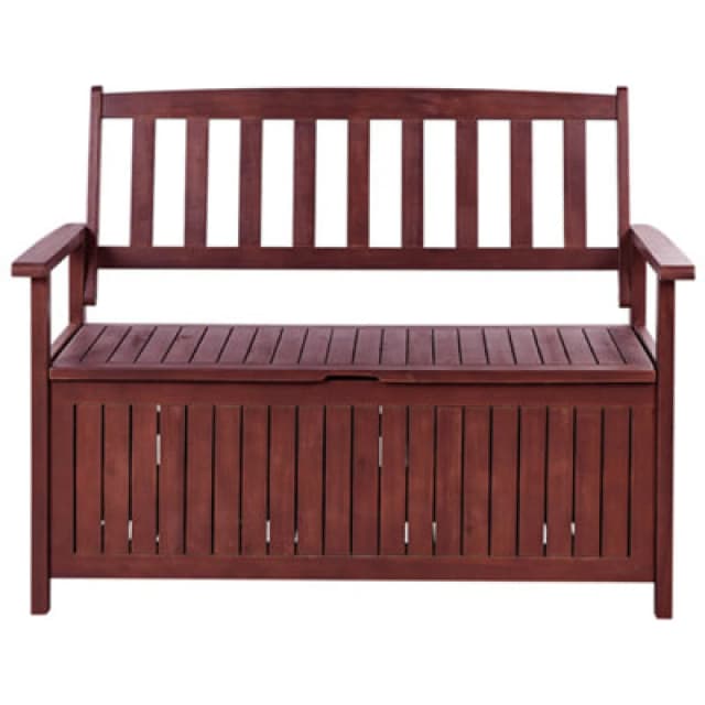 Beliani Garden Bench Sovana 120 Cm With Storage Acacia Wood Dark Red