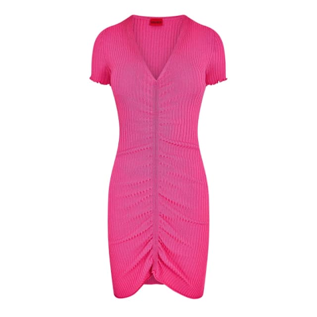 Hugo Womens Slisery Mini Dress Bright Pink female 6 (XS)